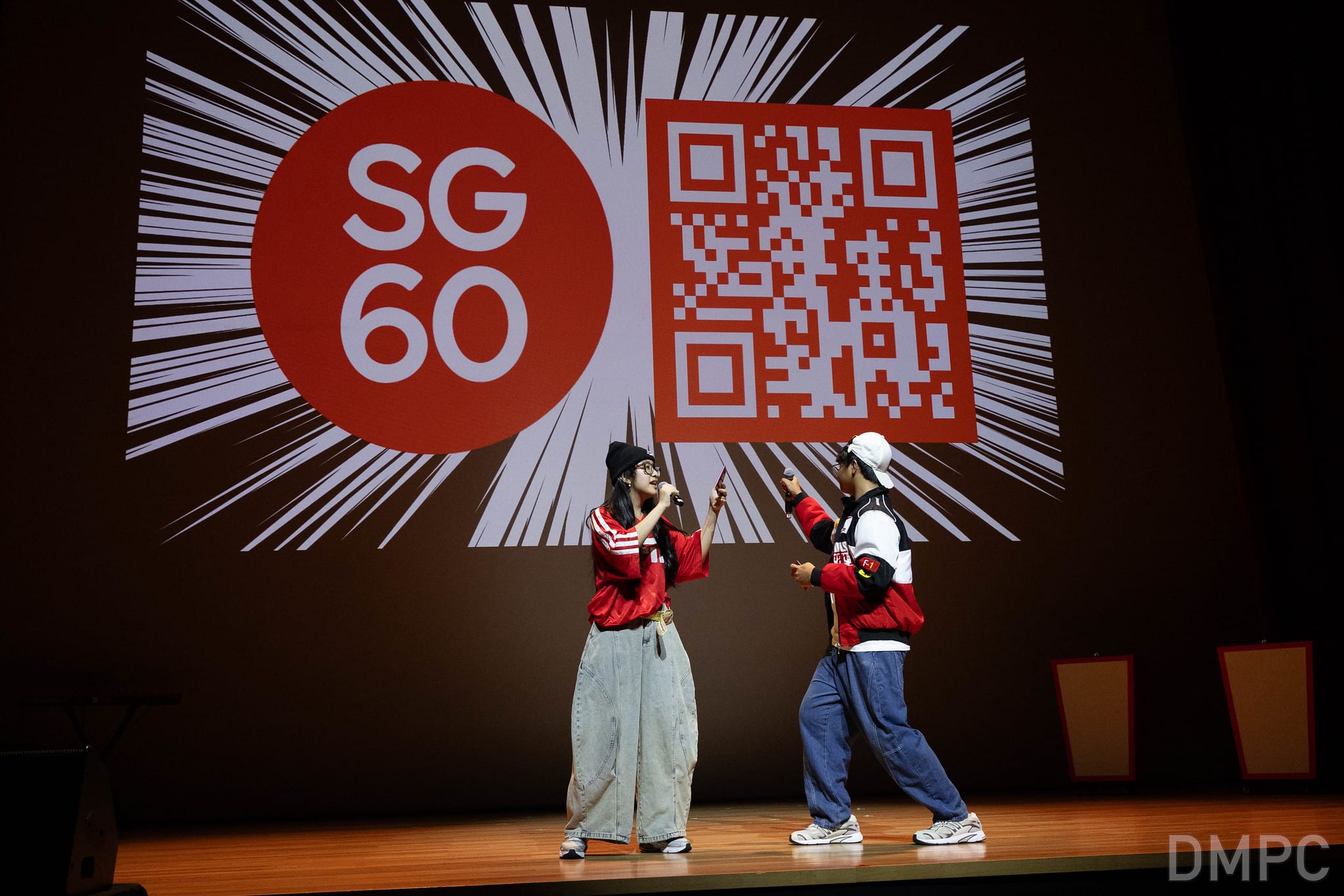 Image of Temasek Polytechnic Emcees hosting the TP National Day Concert 2025